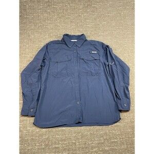 Womens Size Large L Navy Blue World Wide Shirt Sportsman Angler Fishing Vented